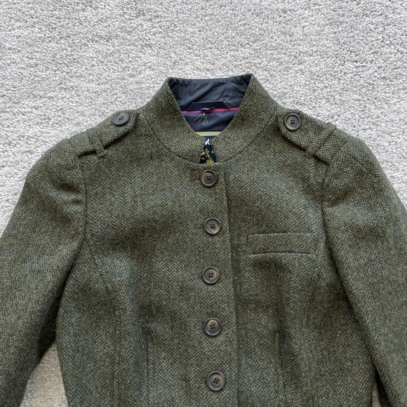 Boden British Tweed By Moon Herringbone Blazer Womens UK 10/ US 6 Green Wool - Picture 5 of 15